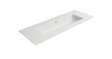 Gsi PURA Slim pravokoten keramični umivalnik 122x46cm, mat bela brez odprtine