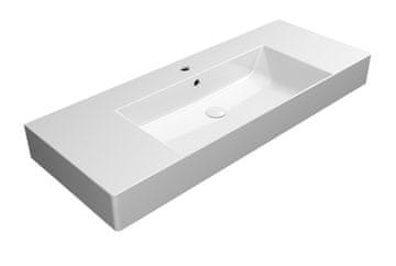 Gsi KUBE X Keramični Umyvalnik 120x47cm z Odlagalnimi Ploščami - ExtraGlaze Bela