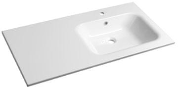 SAPHO Umyvalnik ARECA iz litega marmorja, bel, 101x51,5cm, pravokoten, s prelivom