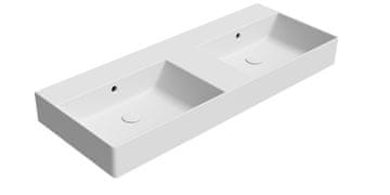 Gsi KUBE X Dvojno Keramično Umivalnik 120x47cm, Brez Luknje, Bela Mat