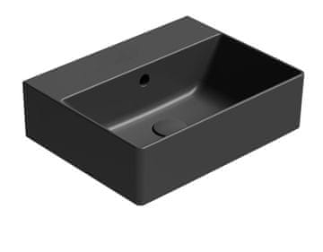 Gsi KUBE X Elegančno Črno Mat Keramično Umivalnik 45x35 cm, Brez Odprtine