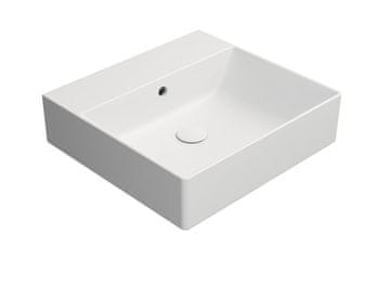 Gsi KUBE X Mat Belo Keramično Umivalnik 50x47cm, Brez Odprtine za Pipo