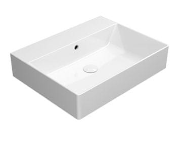 Gsi Keramični Umivalnik KUBE X 60x47 cm - Elegantna Bela ExtraGlaze Brez Odprtine