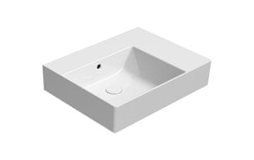 Gsi KUBE X Pravokotni Keramični Umivalnik 60x47 cm z Desno Polico, ExtraGlaze Bela
