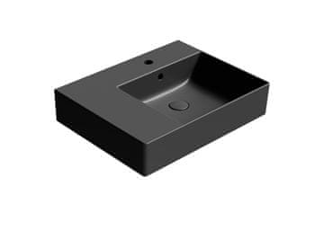Gsi KUBE X Črno Mat Keramično Umyvadlo 60x47 cm z Polico na Levi Strani