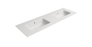 Gsi PURA Slim Keramično Dvojumivalo 142x46cm, Brez Lukenj, Bela Mat