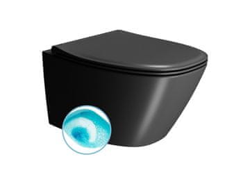 Gsi MODO Viseča WC Školjka, Swirlflush Tehnologija, 37x54cm, Črna Dual-Mat Eleganca