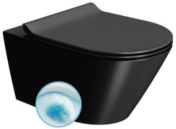 Gsi Elegantna Viseča WC Mísa KUBE X, Črna Dual-Mat, 36x55cm, GeniusFlush Tehnologija