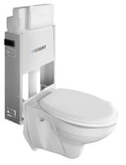 AQUALINE Zidni WC Taurus z Geberit podometno cisterno in gumbom, bela keramika