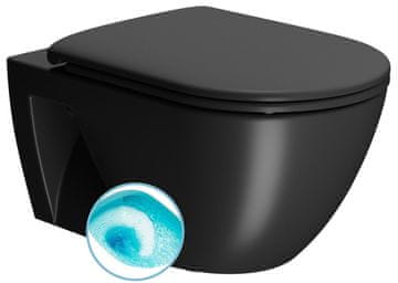 Gsi PURA ECO Viseča WC Školjka, Črna Dual-Mat, Swirlflush, 36x55 cm