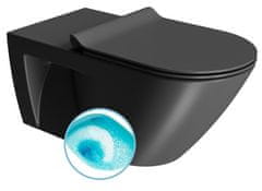 Gsi COMMUNITY Črna Zavesna WC Misa 36x70cm, Swirlflush, Dual-Mat Finish