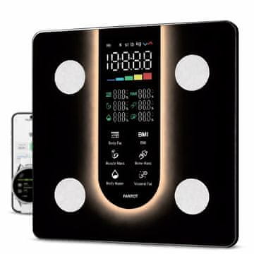 Farrot FARROT Pametna Tehtnica Bluetooth 180 kg 21 Parametrov Analiza Telesa BMI Aplikacija