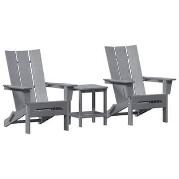 Vidaxl Vrtni Stol 3 szt. Svetlo siva 80,5 x 74,5 x 92 cm Polietilen