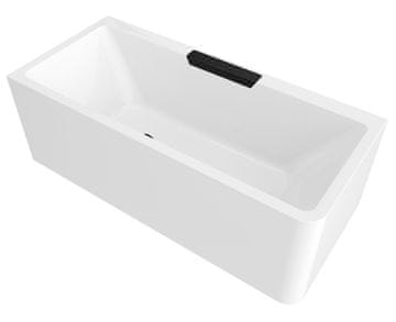 POLYSAN Razkošna Pravokotna Kad z Črno Kaskado 180x80x60cm - Sodoben Dizajn za Prestižno Kopalnico