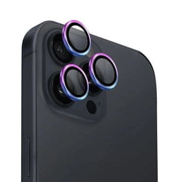 slomart Kaljeno steklo UNIQ Optix Aluminium Camera Lens Protector za kamero telefona z aplikatorjem za iPhone 16 Pro / 16 Pro Max - opalizirajoče