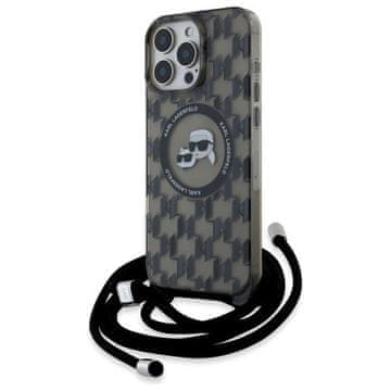 slomart Etui Karl Lagerfeld IML Crossbody Monogram Karl & Choupette Head MagSafe za iPhone 16 Pro Max - črno