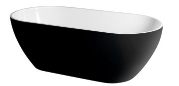 POLYSAN REDUTA Samostoječa Kopalna Kad 150x75x58 cm Črno/Bela, Liti Marmor