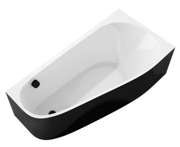 POLYSAN Stojna Asimetrična Kad PROJEKTA R MONOLITH 156x77x60 cm, Bela/Črna
