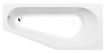 POLYSAN TIGRA R asimetrična mat bela kopalna kad 170x80x46 cm
