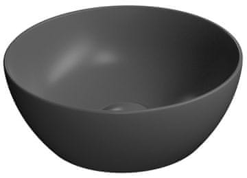 Gsi PURA Okroglo Keramično Umivalno Korito za Pult, Črna Mat, 32 cm