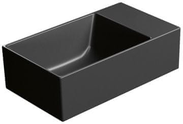 Gsi KUBE X Črna Mat Keramično Umivalno Korito 40x23cm, Prilagodljivo Leva/Desna Montaža