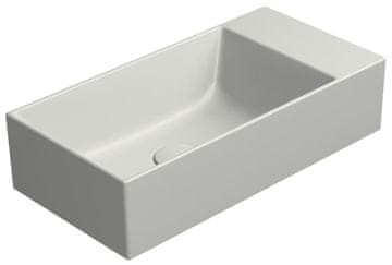 Gsi KUBE X keramično umivalnik 50x25cm, brez odprtin, cenere mat, levo/desno montaža