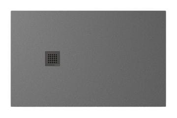 POLYSAN Elegantna Siva Mat Tuš Kad TRENECA iz Litega Marmorja 130x80cm z Prilagodljivimi Dimenzijami