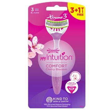 Wilkinson Sword Brivnik za enkratno uporabo za ženske My Intuition Comfort Cherry Blossom 3 + 1 kos
