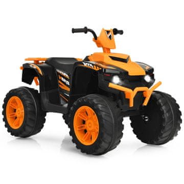 Northix 12V otroški električni štirikolesnik z lučmi, glasbo in hupo – oranžen, za otroke 3–7 let