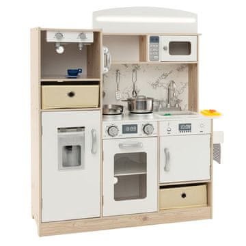 Northix Lesena igralna kuhinja z LED lučkami shrambo in 19 dodatki