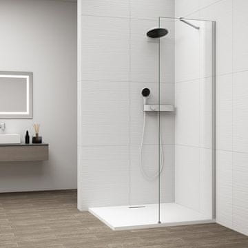 POLYSAN ESCA CHROME Ena Stenska Prozorna Pršna Plošča, 2100mm Visoka, 400mm Globoka