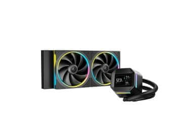 DEEPCOOL LM240 komplet za tekočinsko hlajenje, 240mm, LCD, ARGB, črn (R-LM240-BKDMMC-1)