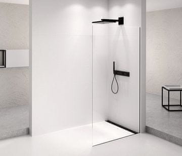 POLYSAN ARCHITEX Črna Mat Fiksna Tuš Zaslon 1262mm Čisto Steklo