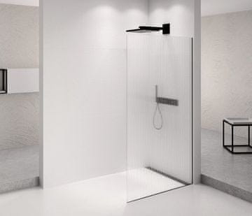 POLYSAN ARCHITEX Črna Mat 1462mm Stenska Sprchová Zástěna s Flute Steklom