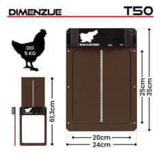 RUN-CHICKEN T50 avtomatska vrata za kokošnjak – v rjavi barvi (z Bluetooth)