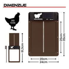 RUN-CHICKEN Solarna avtomatska vrata za kokošnjak Eternal – v rjavi barvi (z Bluetooth)