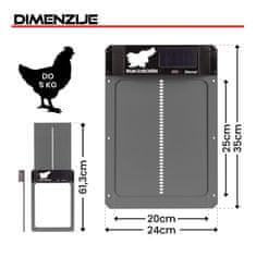 RUN-CHICKEN Solarna avtomatska vrata za kokošnjak Eternal – v sivi barvi (z Bluetooth)