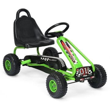 Northix Pedal Go Kart z nastavljivim sedežem in 4 kolesi za otroke zelena + črna