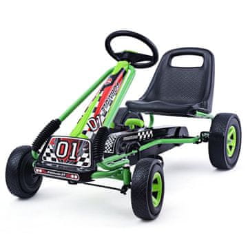 Northix Pedal Go Kart za otroke z nastavljivim sedežem in gumiranimi kolesi zelena + črna