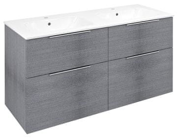 SAPHO CIRASA Stenska Kopalniška Omarica Z Dvojno Umivalnikom, Dub Stříbrný 118,4x64x46cm