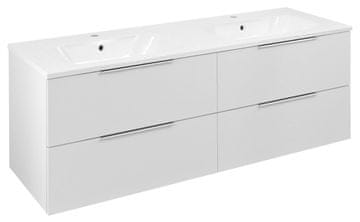 SAPHO Elegantna Beli Lesk Umivalniška Omarica 140cm - CIRASA