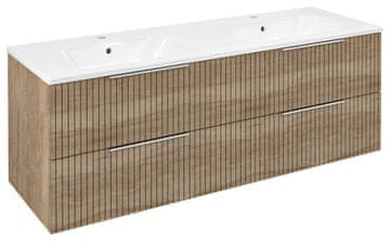 SAPHO CIRASA STRIP kopalniška omarica 139,6x52x46cm, hrast Alabama, dvojni umivalnik