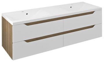 SAPHO Elegantna Dvojna Kopalniška Omara WAVE, 149,7x50x47,8cm, Bela/Dub Cuneo