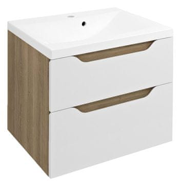 SAPHO Elegantna Kopalniška Omara WAVE 60x65x47,8 cm Bela/Dub Cuneo