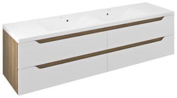 SAPHO WAVE Dvojna Umivalniška Omara 180cm Bela/Dub Cuneo