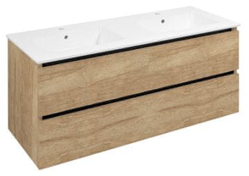 SAPHO Elegantna Kopalniška Omara Z Dvojnim Umivalnikom 120cm, Dub Alabama