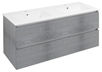 SAPHO EZARA Dvojna Kopalniška Omarica 120x55x46cm, Srebrni Hrast