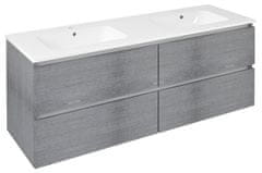 SAPHO EZARA Dvojumivalniška omarica 140 cm, Dub Stříbrný - Moderno in Prostorno Odličje