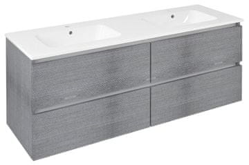 SAPHO EZARA Dvojumivalniška omarica 140 cm, Dub Stříbrný - Moderno in Prostorno Odličje