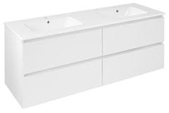 SAPHO EZARA dvoumivalna kopalniška omarica 140x55x46cm, bela visoki sijaj